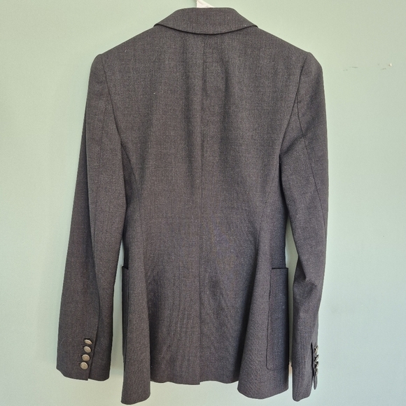 Talula (Aritzia) Women's Grey Wool-Blend Acadamia Crest Button Blazer Size 0 - Picture 7 of 7